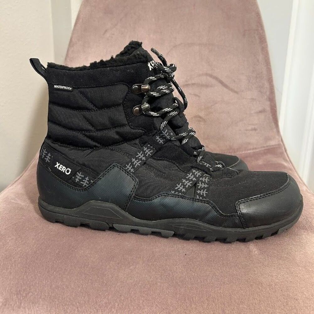 Xero Shoes Alpine Winter Snow Boots Men's 10.5 Black Lace Up Ankle Waterproof